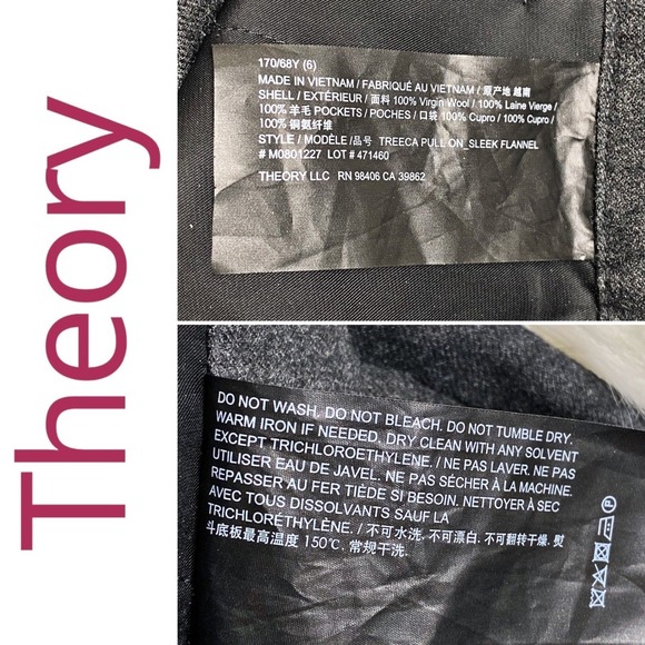 THEORY Treeca Virgin Wool Flannel Gray Double Breasted Blazer Pants Suit Set , 6 - Picture 8 of 16